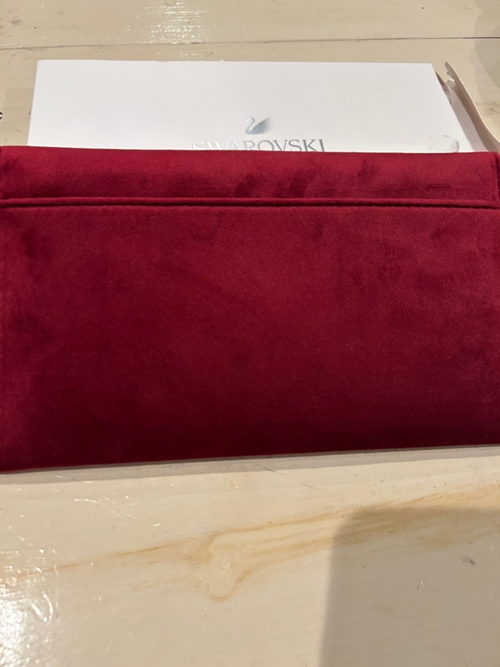 Swarovski Burgundy Red Crystal-Accent Envelope Clutch with Box - Picture 4 of 10
